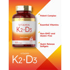 Carlyle Vitamin K2 D3 Supplement | 300 Softgels | 200mcg K2 MK7 & 10,000 IU D3 | Non-GMO, Gluten Free