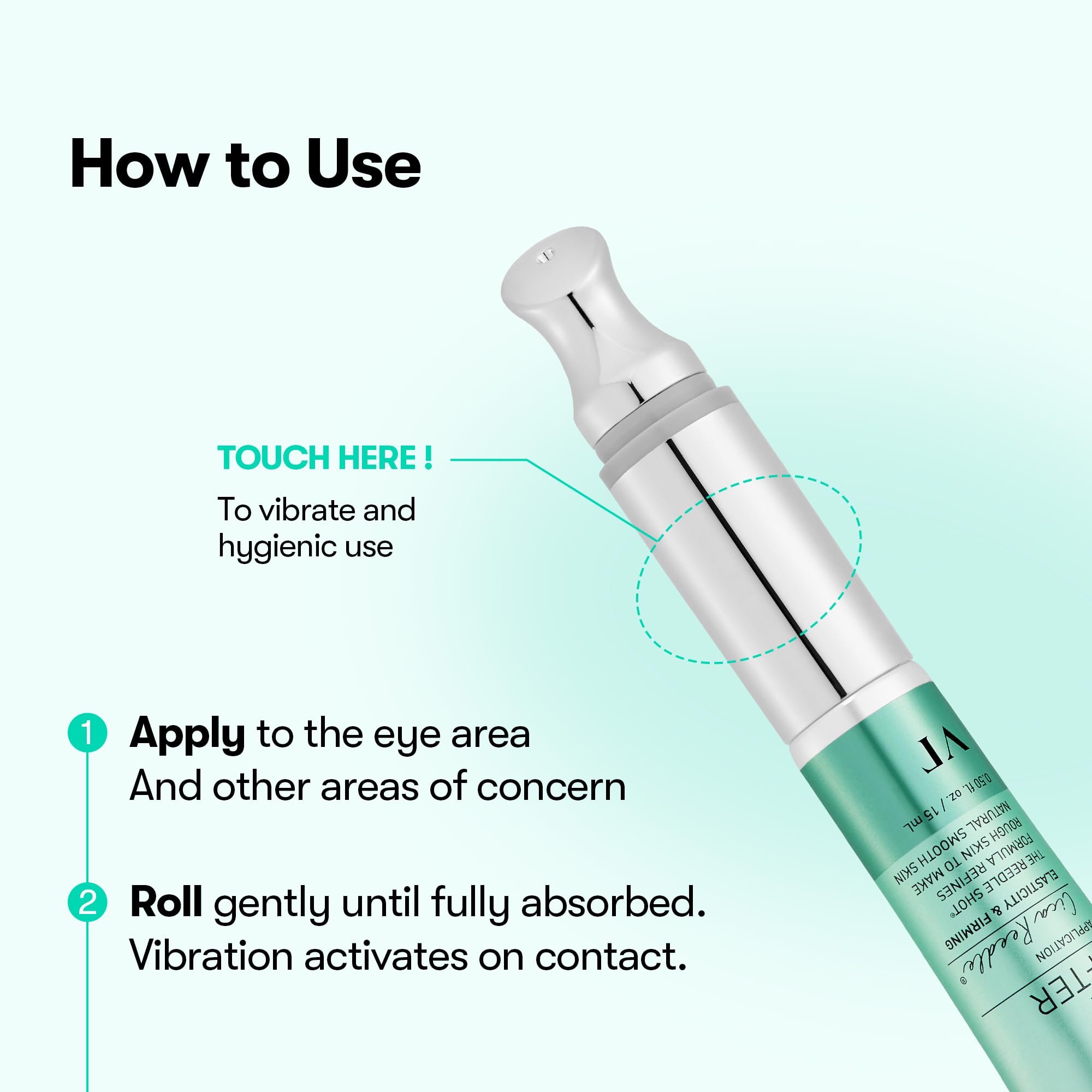 VT COSMETICS Reedle Shot Firming Eye Cream, 0.51 fl oz/15ml | 9-Peptide Complex, Bakuchiol & Hyaluronic Acid, Vibrating Metal Applicator for Puffiness, Fine Lines & Wrinkles