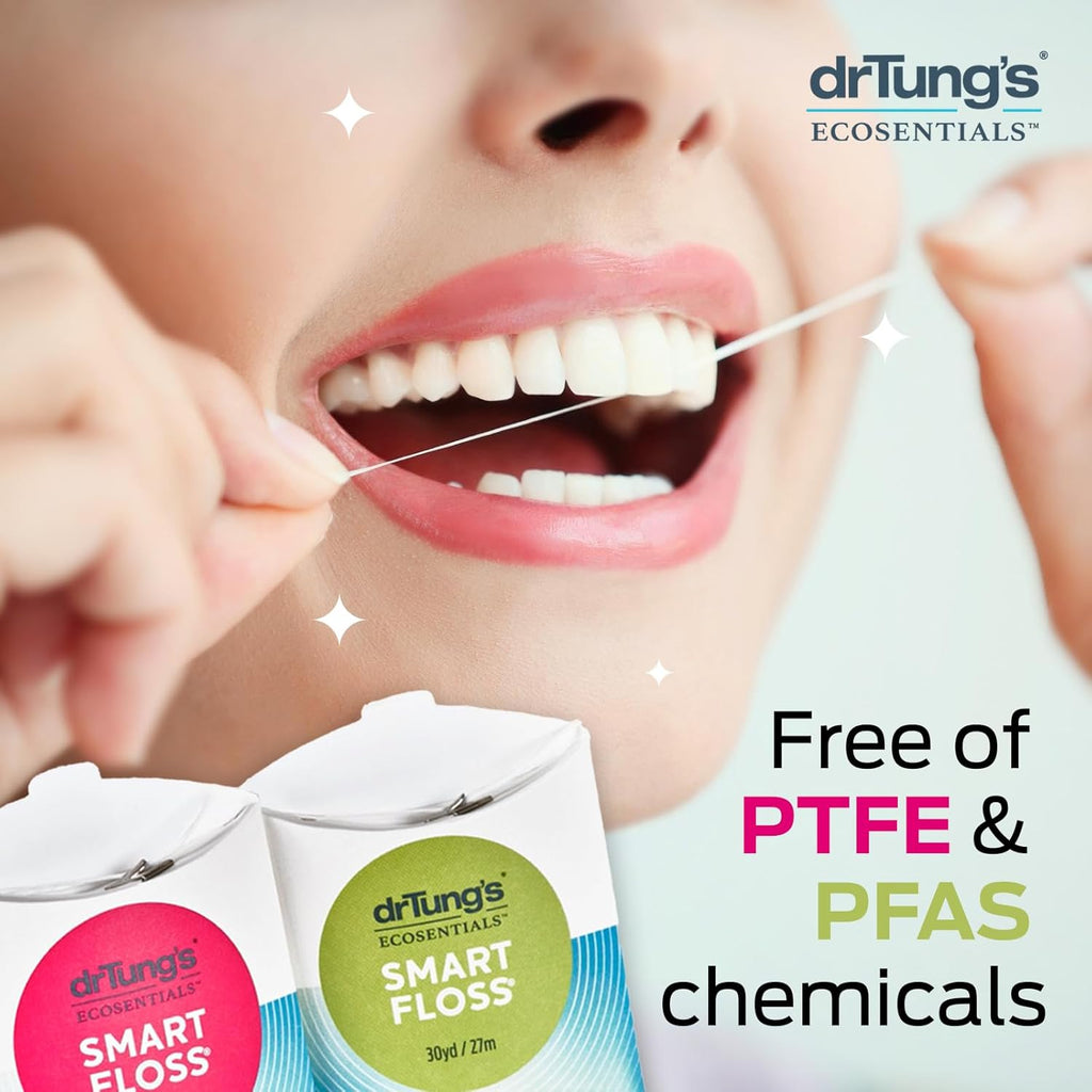 Buy now DrTung's Smart Floss - Natural, PTFE & PFAS Free Floss, Gentle on Gums, Expands & Stretches, BPA Free Floss - Natural Dental Floss Cardamom Flavor (Pack of 3) at indiglob india