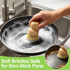 Bamboo Dish Brush Set with Holder, 2 Sisal & 1 Palm Scrub Brush