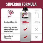 Force Factor Total Beets 1800mg Beet Root Capsules, Blood Pressure Support | with Organic Beet Root Powder, Hawthorn Berry, Support Nitric Oxide, Circulation & Blood Flow, 90 Vegetable Capsules