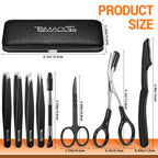 TsMADDTs Tweezers for Men, 8 in 1 Professional Eyebrow Tweezers Kit with Eyebrow Trimmer & Scissors, Razor, Brush, Skin Care Tools