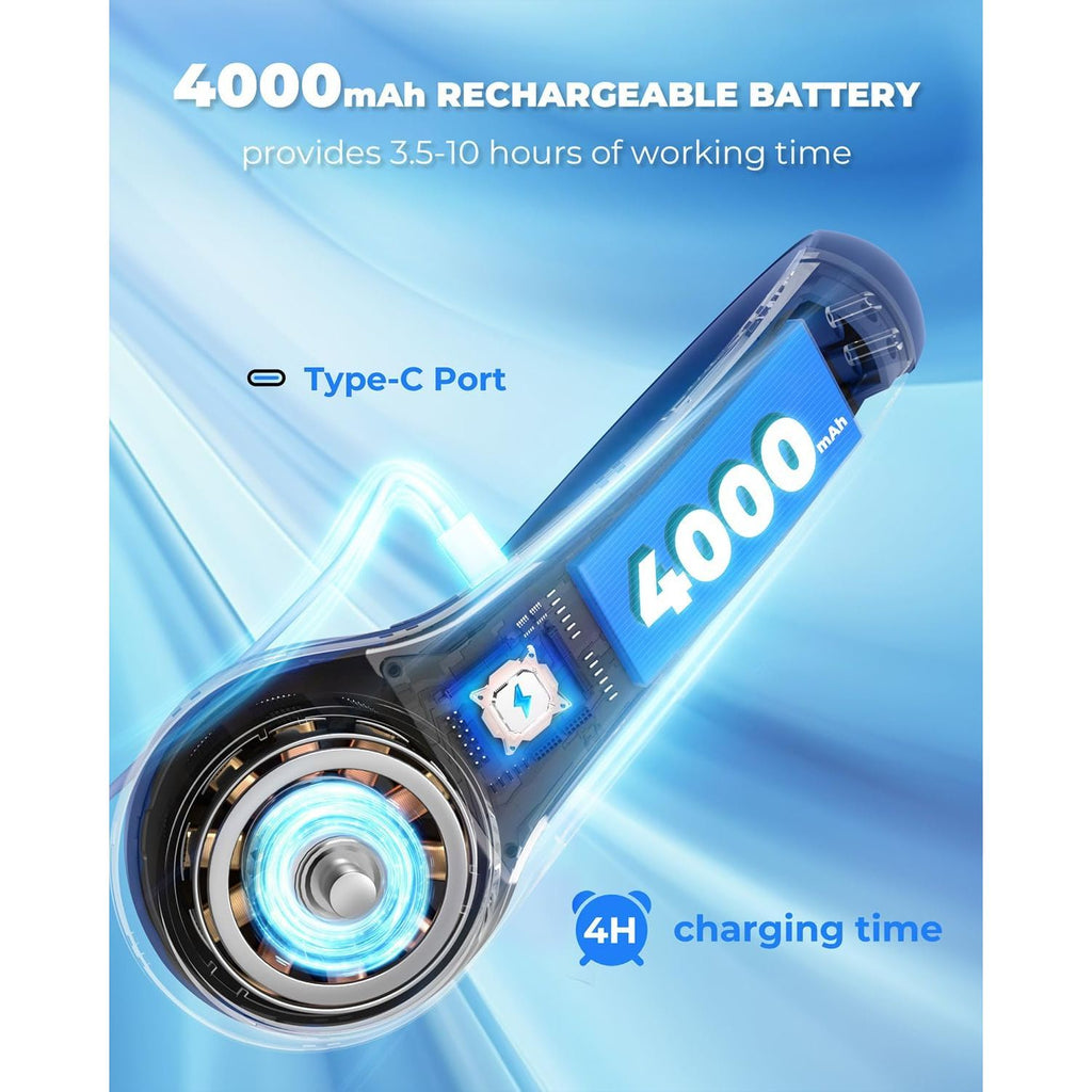 Buy now Portable Neck Fan, 4000mAh Rechargeable Bladeless Cooling Fan with 360° Airflow, 3-Speed Personal Cooler for Women Mom, Stylish Gift for Travel, Gym, Office, Blue at indiglob india