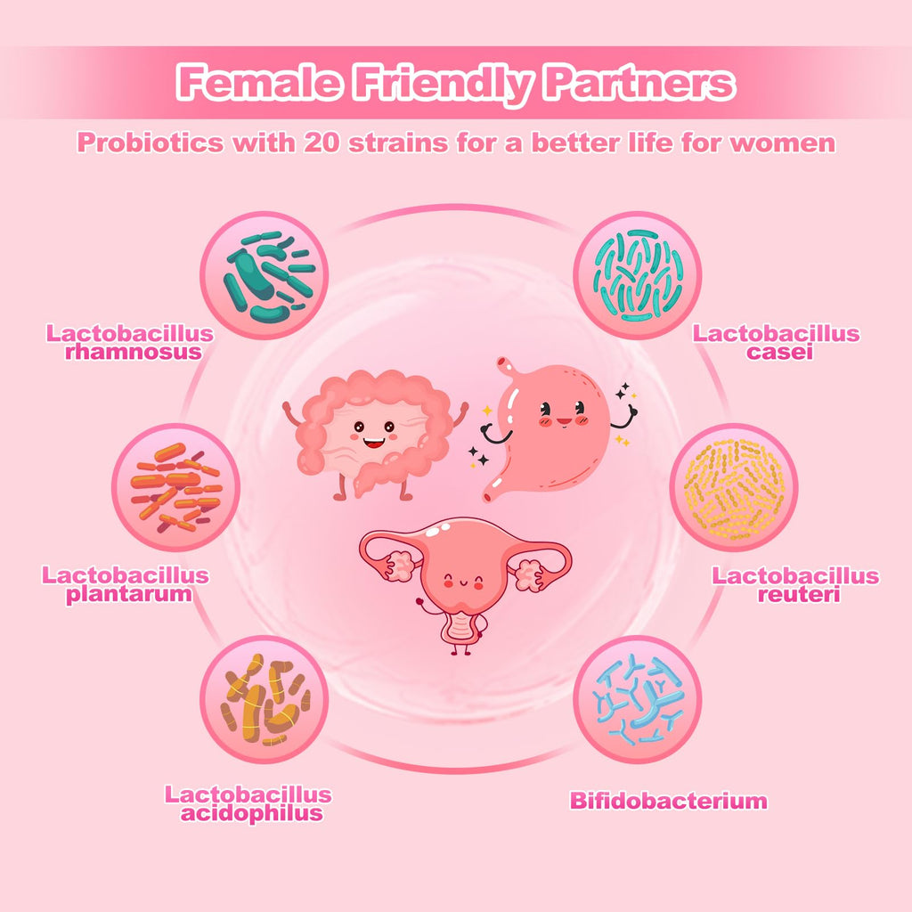 KFG Women's Probiotic, 100 Billion CFUs, 20 Strains, with Organic Prebiotics+Cranberry & D-Mannose, for Boost Immune, Digestive, Gut Health, Gluten Dairy & Soy Free, 100 Tablets.