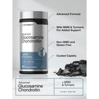Horbäach Glucosamine Chondroitin | Plus MSM & Turmeric | 180 Coated Caplets | Non-GMO, Gluten Free Supplement