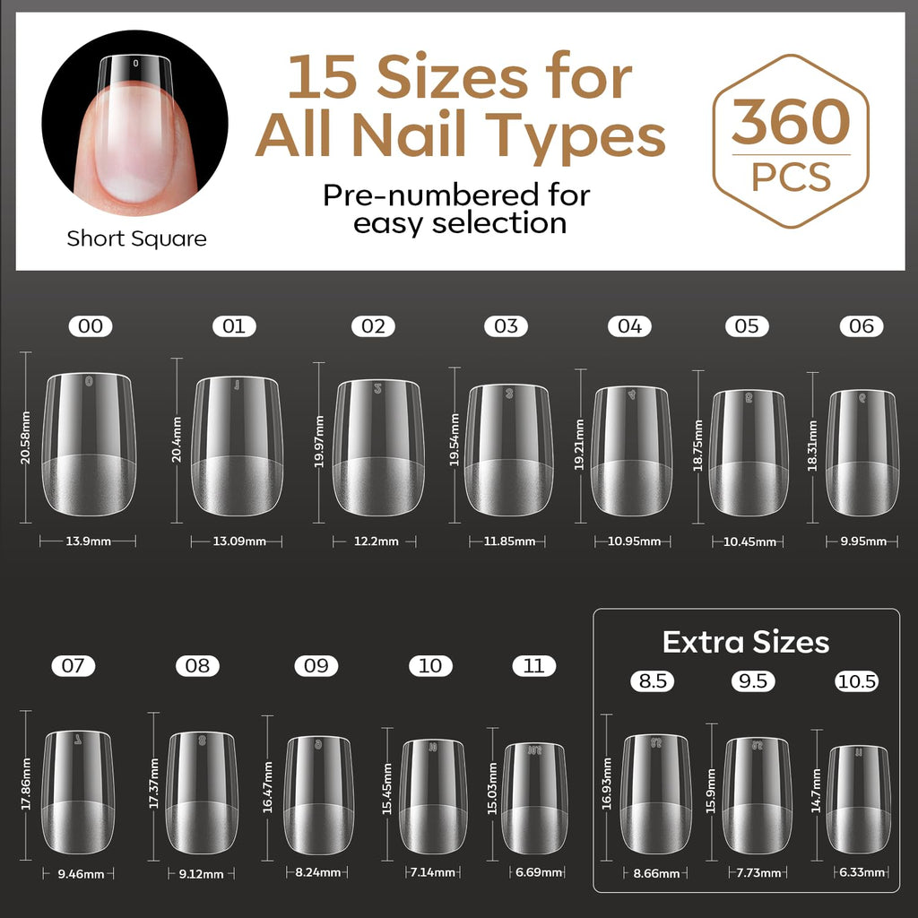 Discover Modelones 360pcs Short Almond Nail Tips with 15 sizes included. Order online for easy nail art styling!