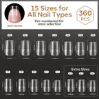 Discover Modelones 360pcs Short Almond Nail Tips with 15 sizes included. Order online for easy nail art styling!