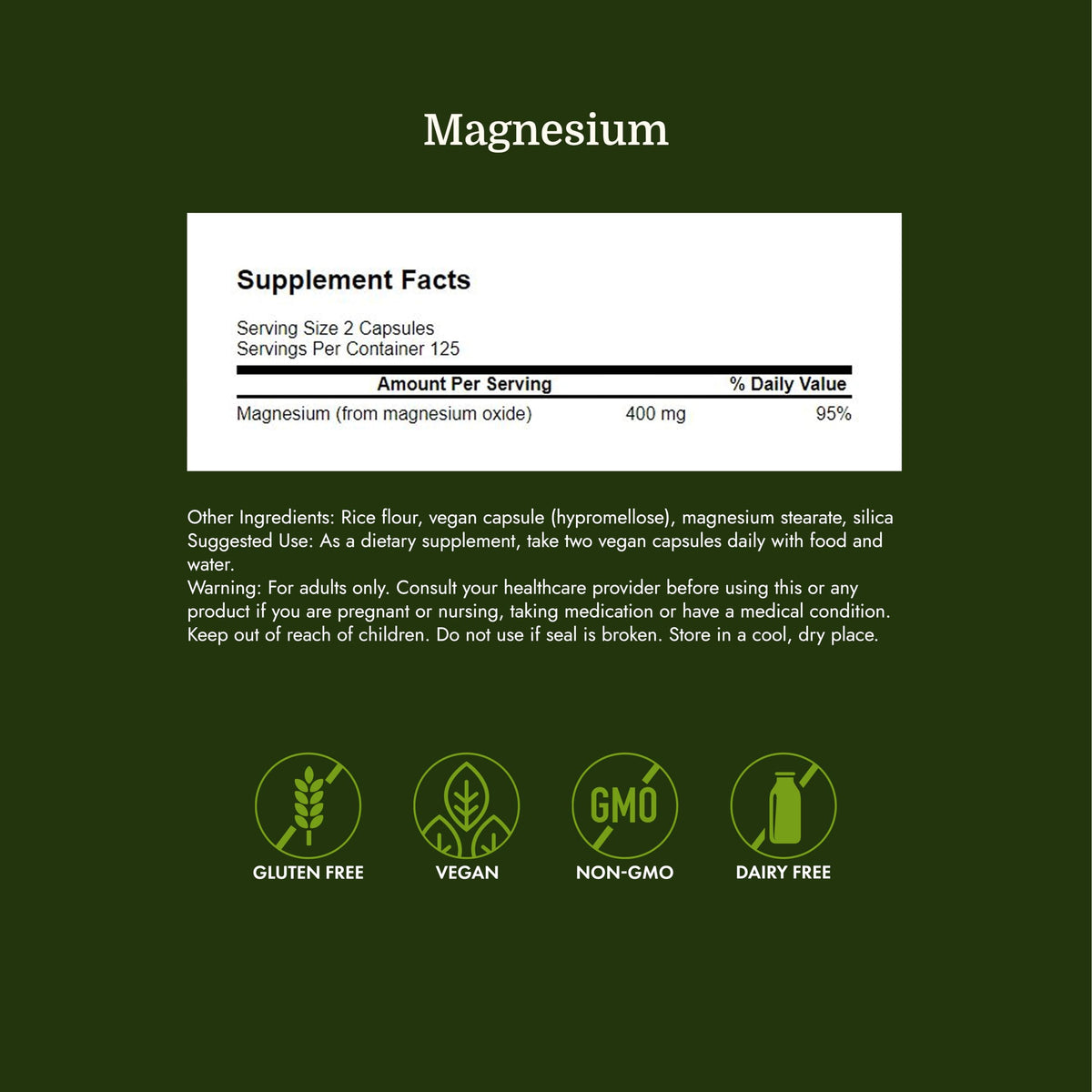 Swanson Magnesium 200 Milligrams 250 Capsules