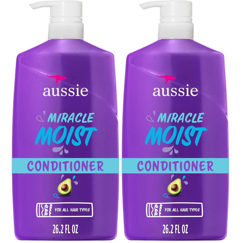 Aussie Miracle Moist with Avocado & Jojoba Oil, Paraben Free Conditioner, 26.2 fl oz