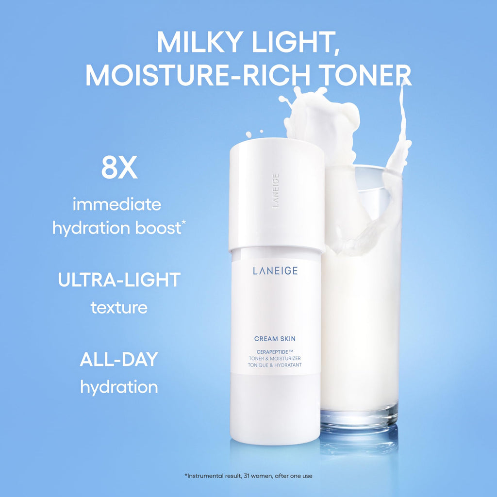 Buy now LANEIGE Cream Skin Toner & Moisturizer: Lightweight Refillable Korean Milky Toner with Ceramide & Peptide for Hydration, Firming, & Barrier Support at indiglob india