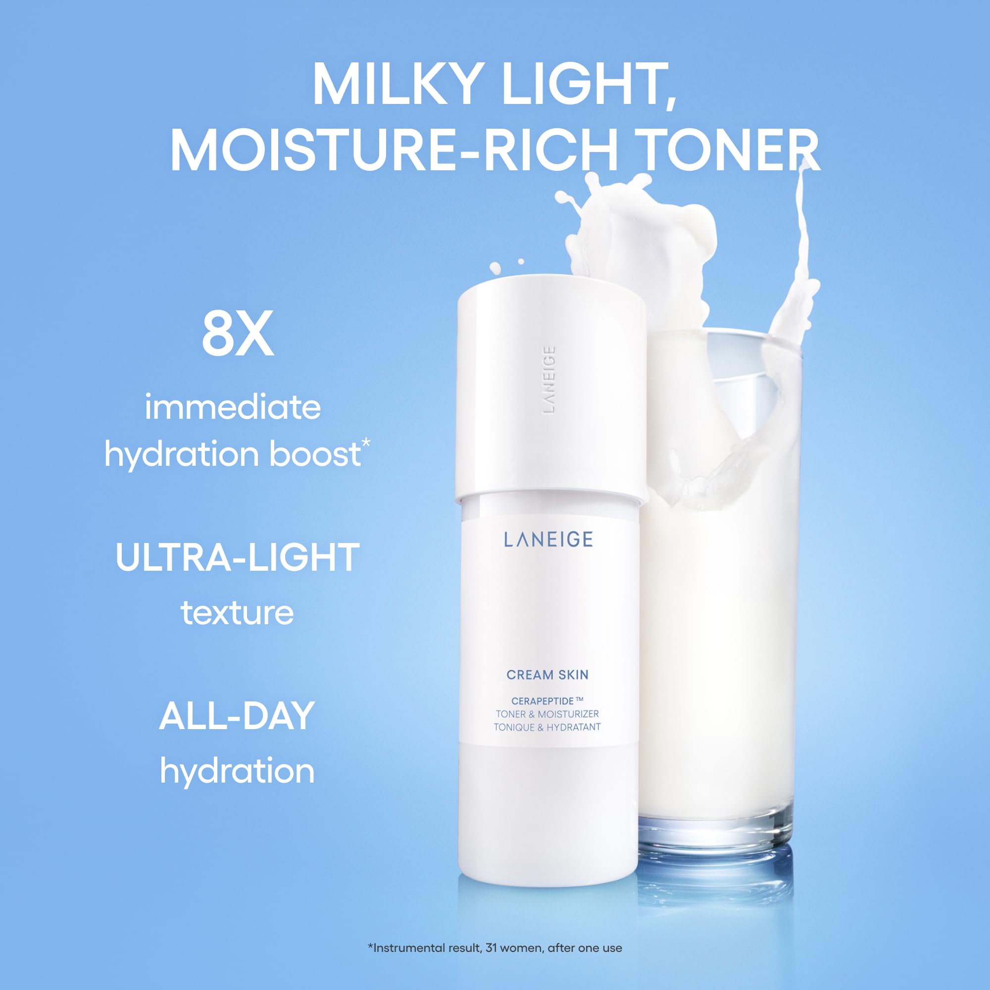 Buy now LANEIGE Cream Skin Toner & Moisturizer: Lightweight Refillable Korean Milky Toner with Ceramide & Peptide for Hydration, Firming, & Barrier Support at indiglob india