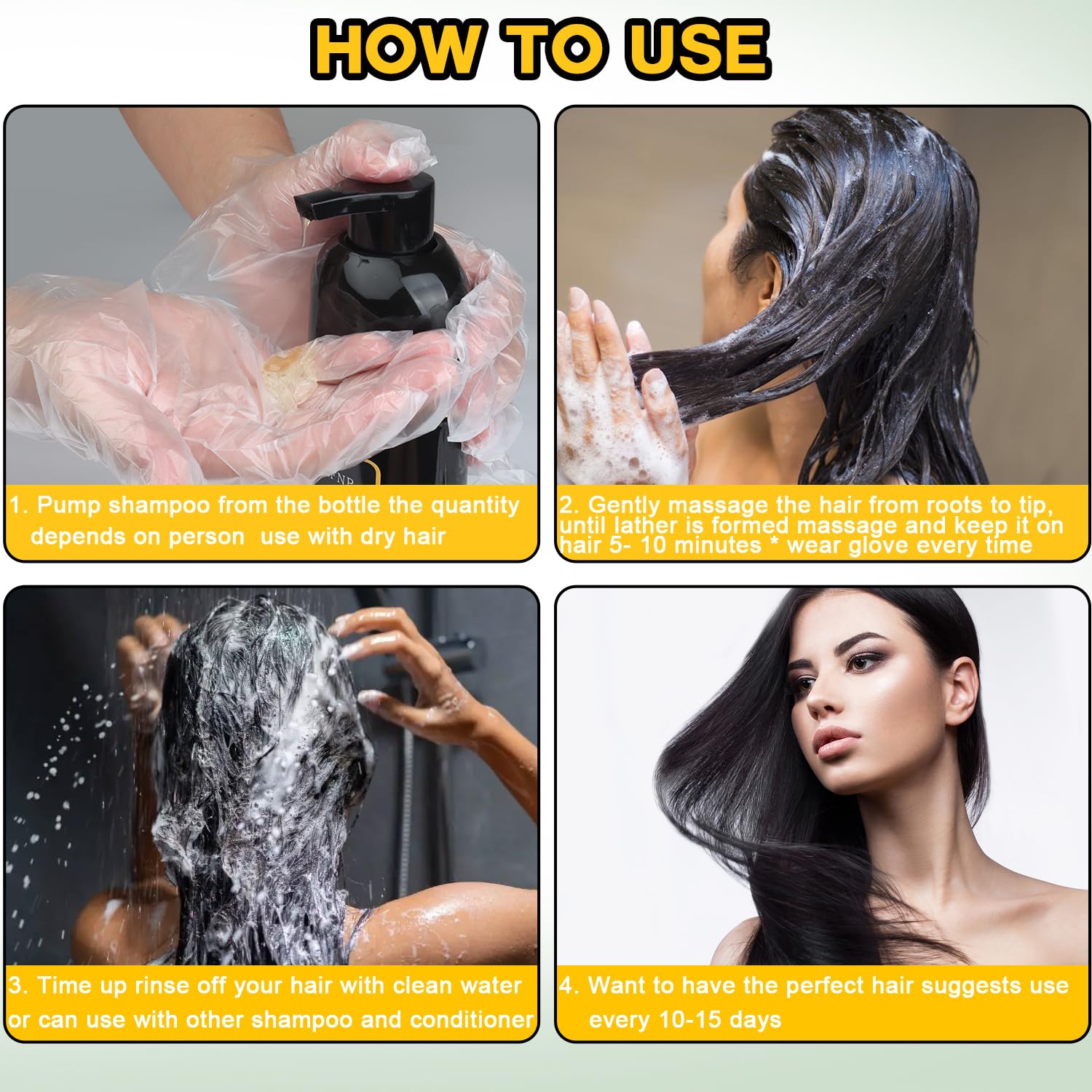 Sminktec Hair Dye Shampoo 3 in 1 for Gray Hair, Herbal Ingredients Natural Shampoo Hair Dye for Women Men (Black)