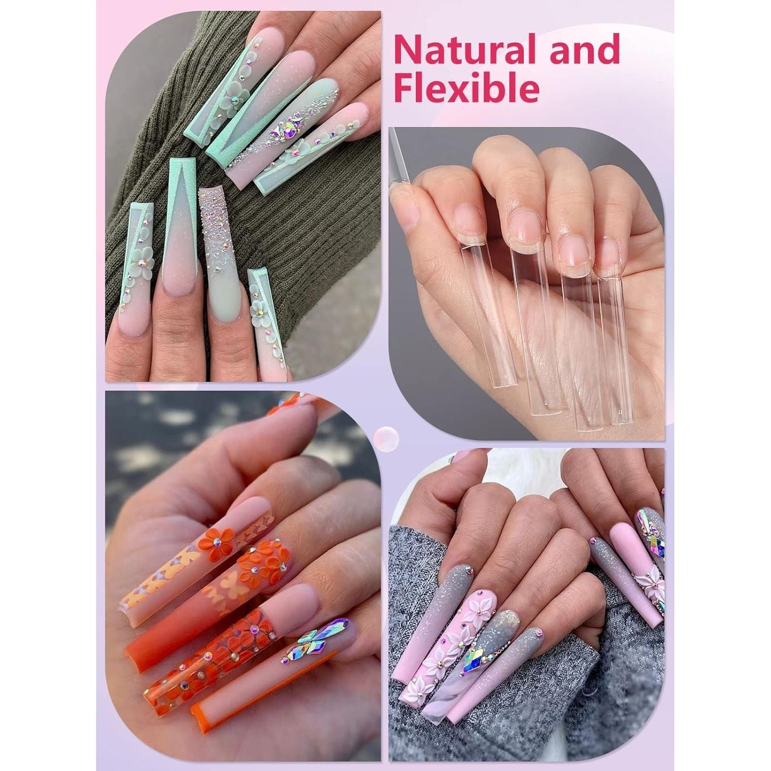 Buy now LIONVISON 504PCS No C Curve Clear Nail Tips for Acrylic Nails Professional, 3XL Extra Long Flat Tapered Square Nail Tips, 12 Sizes Half Cover Straight French Fake Nail Tips for Nail Salons Home at indiglob india