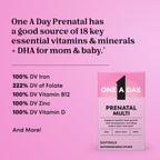 One A Day Prenatal Vitamins- Folic Acid, Iron, Omega- 3 (DHA), Pregnancy Vitamins for Women, Prenatal Multivitamin for Mom and Baby Support, Pregnancy Must Haves 30 Ct (Packaging May Vary)