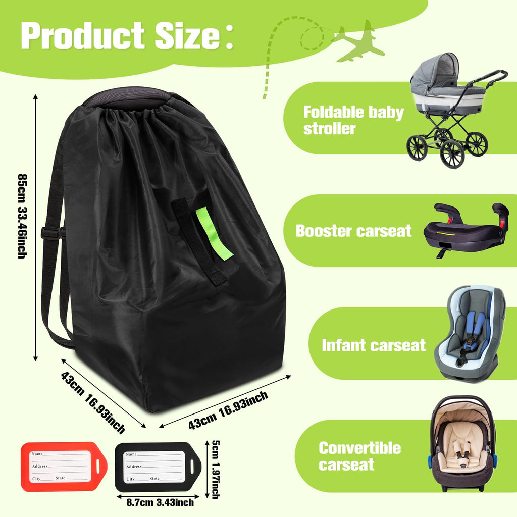 Sublaga Car Seat Bags For Airplane Travel, Durable Carseat Cover For Air Travel Car Seat Travel Bag with Shoulder Straps and 2pcs Luggage Tags For Airplane
