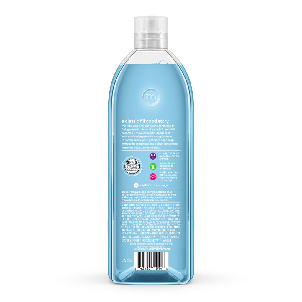 method Gel Hand Wash Refill, Sea Minerals, 34 fl oz | Refills Up to 3X, Hydrates & Softens Skin, Designed for Gentle Everyday Cleansing, With Notes of Bergamot, Lemon & Rosemary