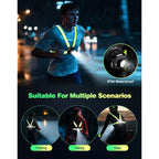 ISEYOU Running Lights for Runners, 500 Lumens Running Light with 45° Adjustable Tilt, 360° Reflective Vest & IPX4 Waterproof Rechargeable Light Up Gear for Night Walking/Cycling/Jogging/Hiking
