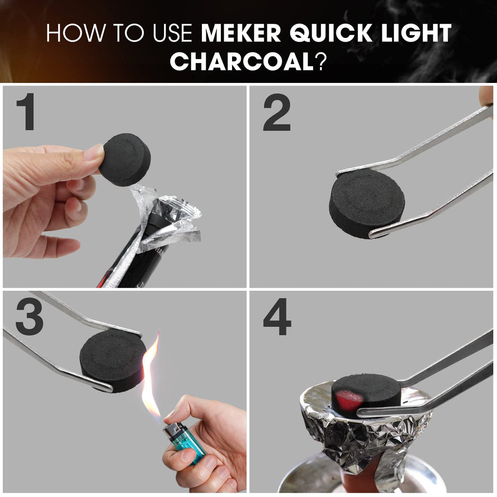 MEKER Quick Light Charcoal Briquettes, Charcoal Disk Lights, 33 mm Nature Coal Disks, Instant Fire Coal Tablet, Charcoal Burner (100Pcs)