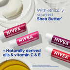 Buy now NIVEA Lip Care, Fruity Tinted Lip Balm Variety Pack, Cherry, Strawberry, Blackberry and Watermelon Flavors, 3-in-1 Moisture, Repair and Color, 0.17 Oz Stick, Pack of 4 at indiglob india