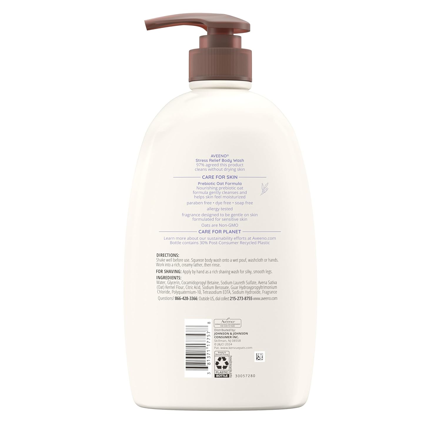 Buy now Aveeno Stress Relief Body Wash for Women, Calming Lavender Scent & Prebiotic Oat, Cleanser for Sensitive Dry Skin, Paraben, Dye & Soap-Free, 33 Fl Oz at indiglob india