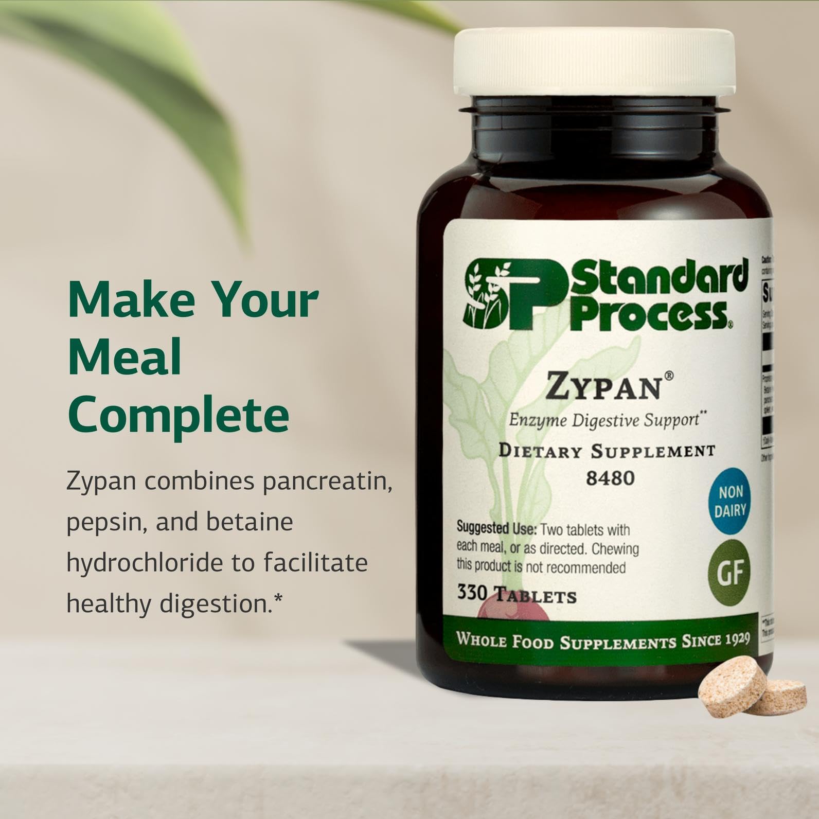 Standard Process Zypan, Digestive Health Enzyme Supplement, 330 Tablets | Digestive Health Support Supplement, HCI with Pancreatin, Betaine Hydrochloride and Pepsin, Macronutrient Digestion