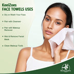Disposable Face Towels 100 Count, Biodegradable Ultra Soft & Thick Facial Towels for Sensitive Skin, Lint-Free Makeup Remover Dry Wipes, Multi-Purpose Cleansing Towelettes for Face Wipes, Skincare