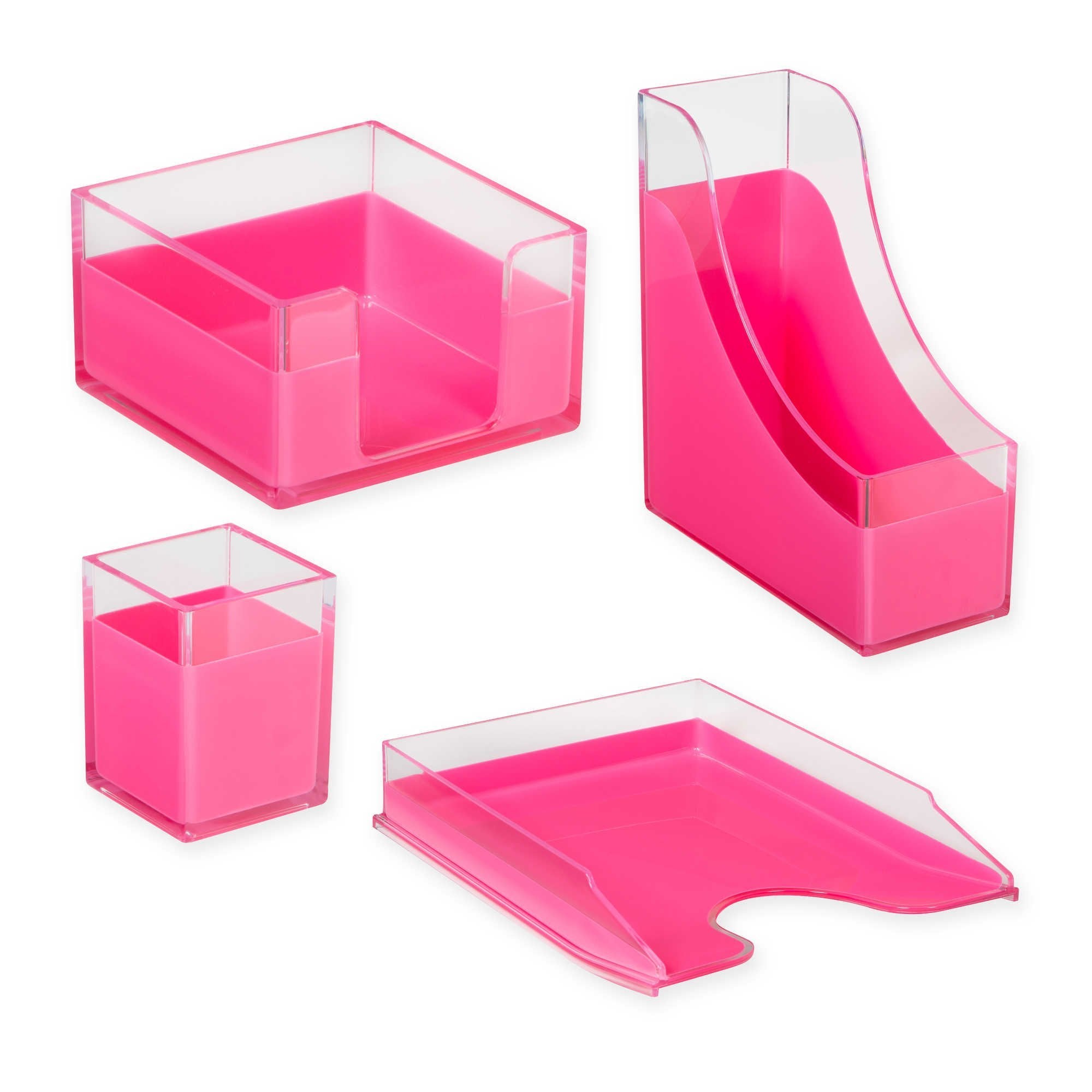 Buy now Richards Homewares Modern Desk Organizer, Clear and Pink at indiglob india