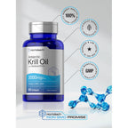 Horbäach Antarctic Krill Oil 2000mg | 60 Softgel Capsules | Omega-3, EPA, DHA Supplement | with Astaxanthin | Non-GMO, Gluten Free