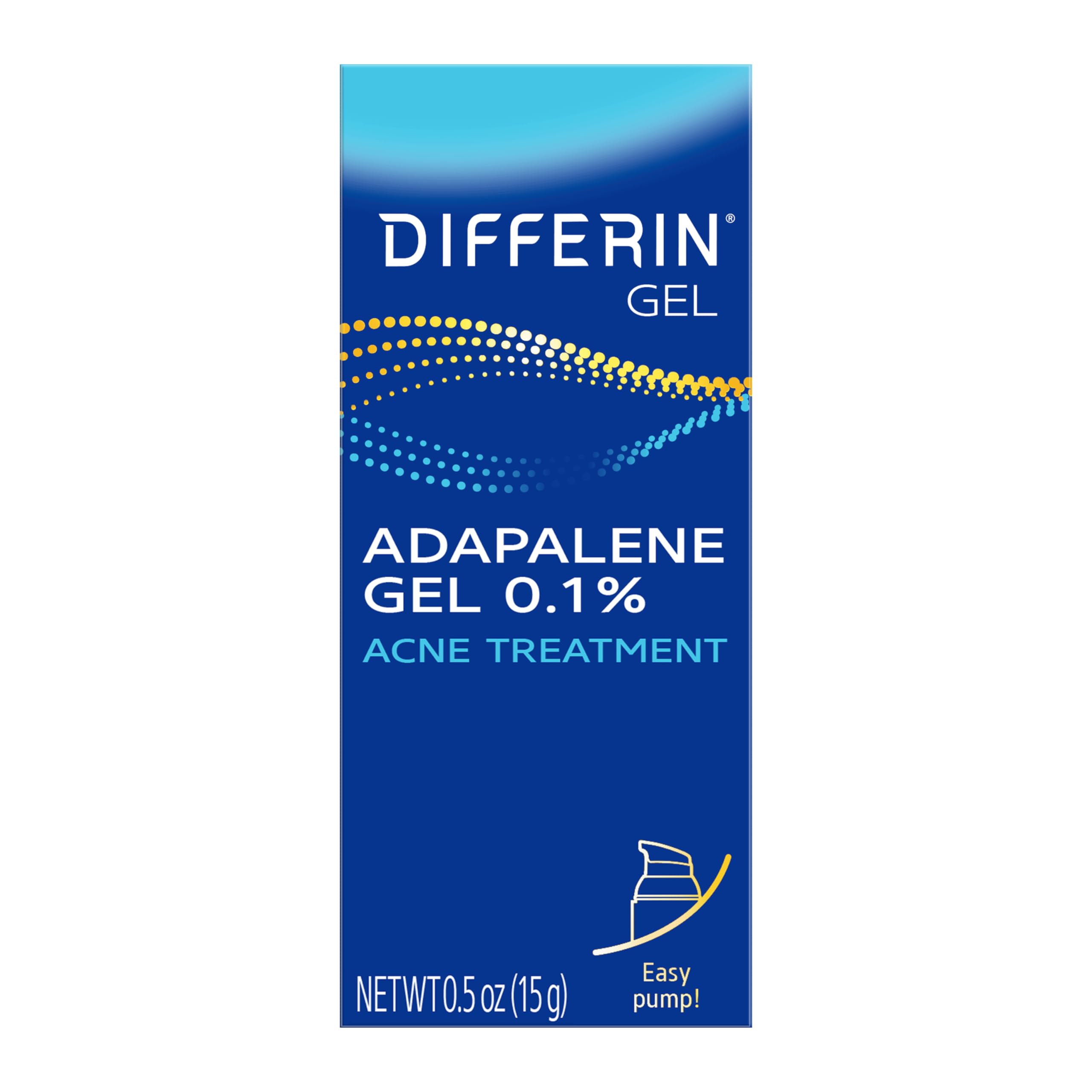 Differin Acne Retinoid Treatment Gel, 0.1% Adapalene, 15g Pump | 30-Day Supply, OTC Retinoid Clears Acne At The Source, Gentle On Sensitive Skin, Dermatologist Recommended