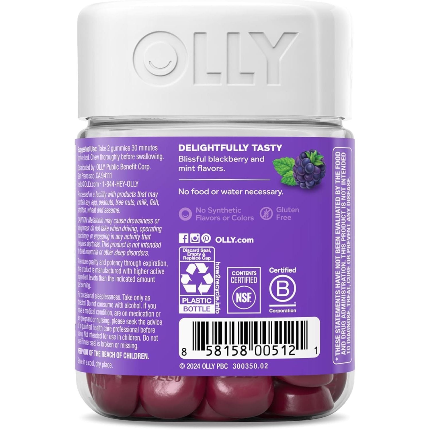 Buy now OLLY Restful Sleep Gummy Supplement with Melatonin & L-Theanine Chamomile, Blackberry Zen, 50 Gummies (25 Day Supply) Supports a Healthy Sleep Cycle* (Packaging May Vary) at indiglob india