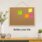 2 Pack Cork Board Bulletin Board, 15.7"X 11.81" inches with Oak Wood Finish Frame, for Wall Office Home and School (Pins, Eye Bolts, gaskets, Screws)