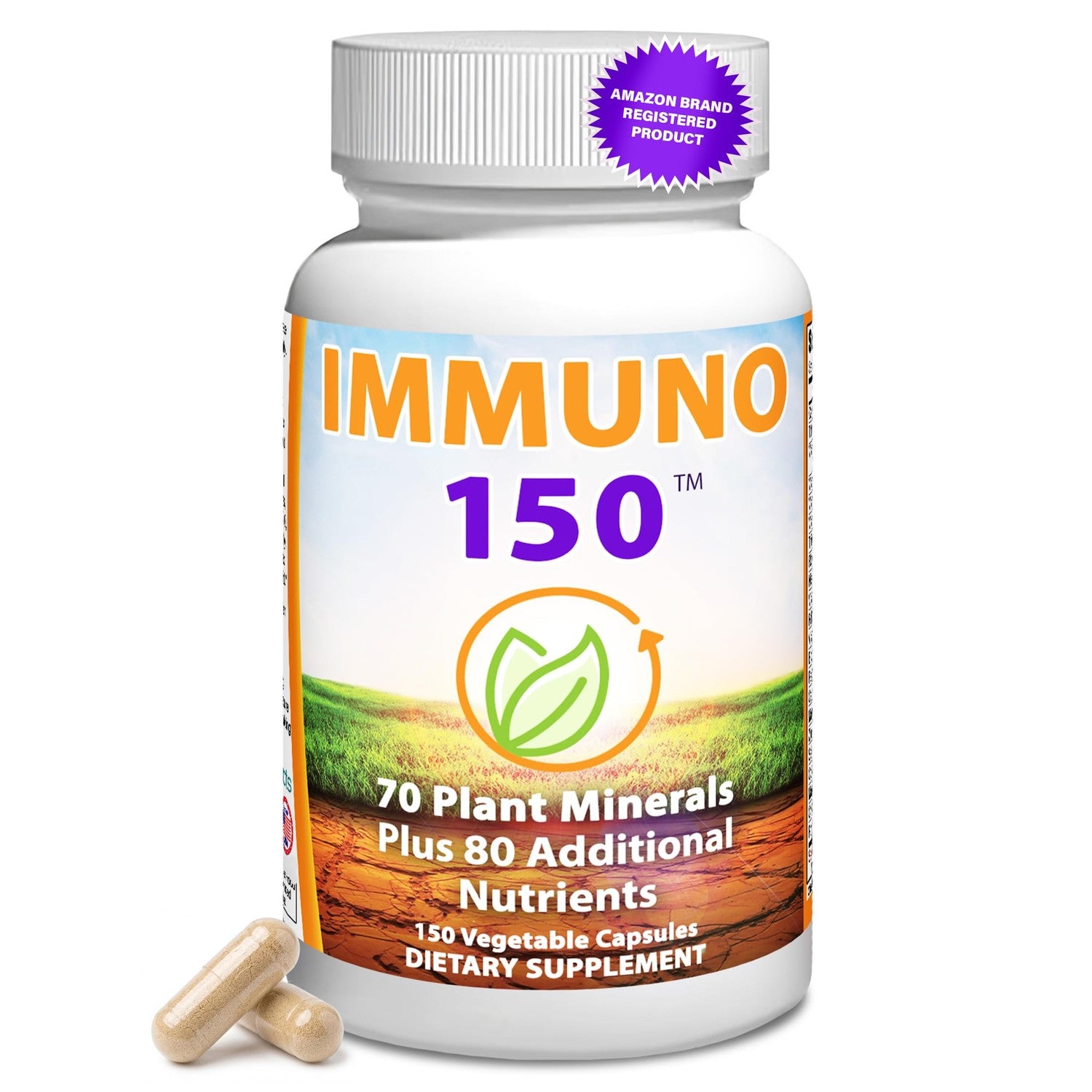 Immuno 150, Immune Support Supplement, 150 Vegetable Capsules | Packed with 70 Plant Minerals, 13 Essential Vitamins and 68 Additional Nutrients-- Immune Boost for All Age Groups