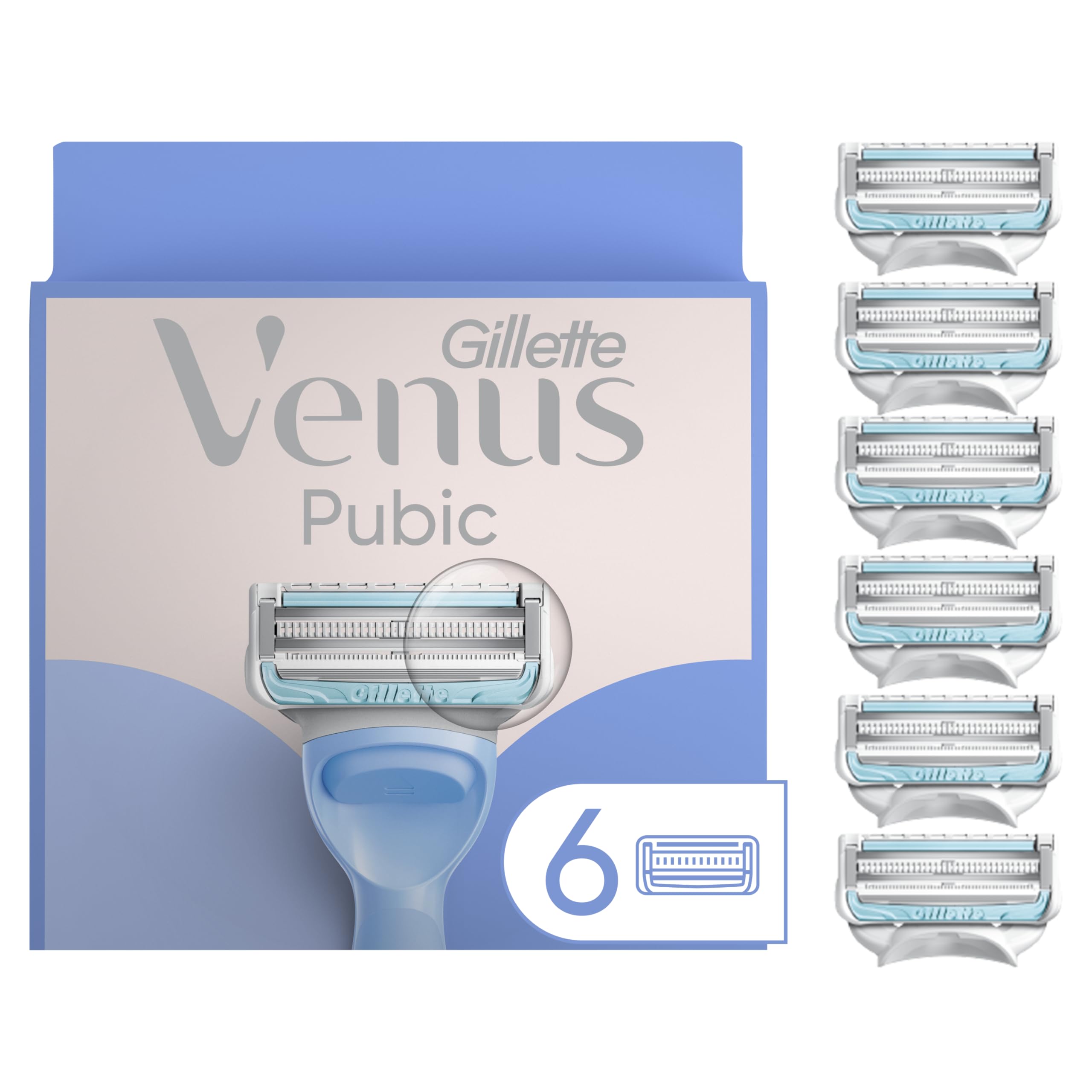 Gillette Venus Intimate Grooming Razors for Women, 6 Razor Blade Refills, Bikini Razors for Women