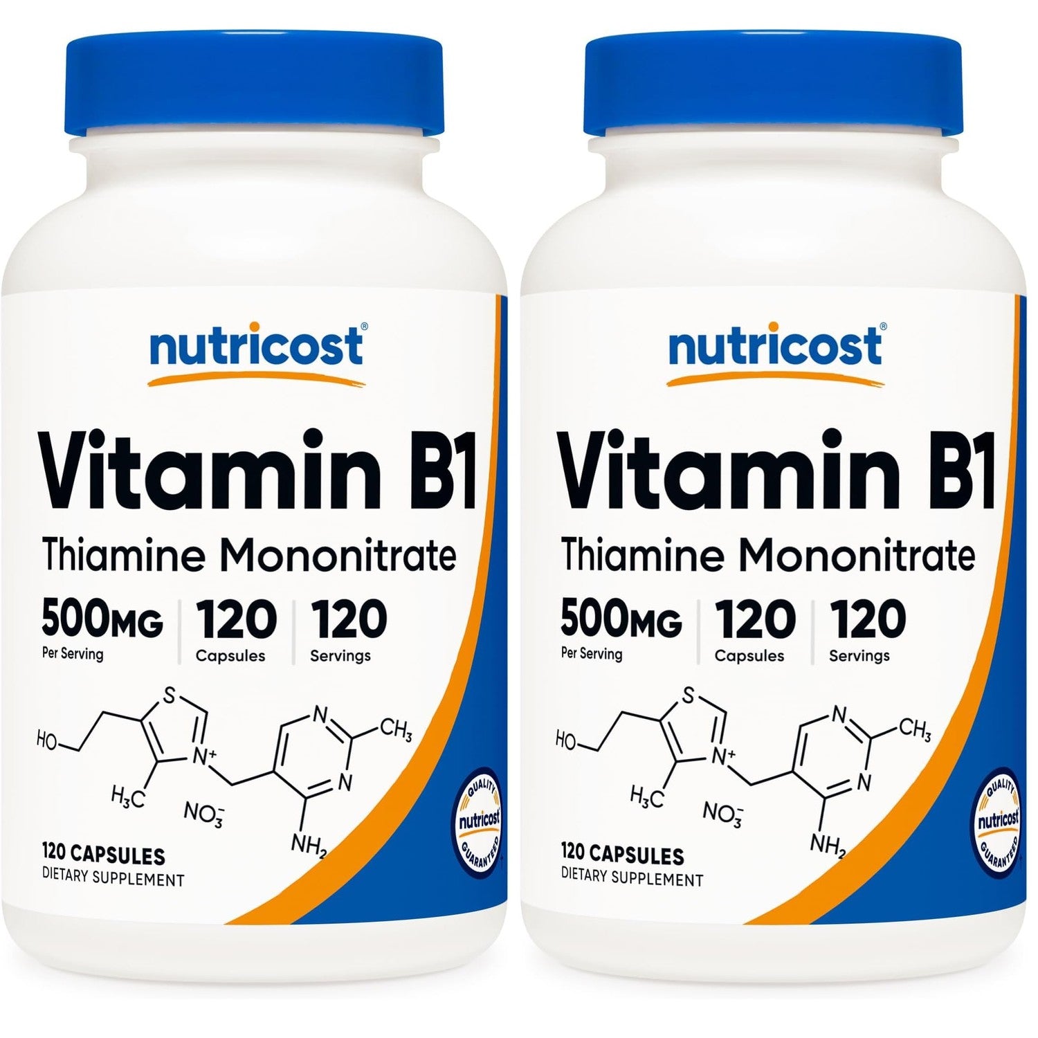 Nutricost Vitamin B1 (Thiamin) 500mg, 120 Capsules (2 Bottles)