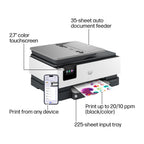 HP OfficeJet Pro 8125e Wireless All-in-One Color Inkjet Printer, Print, scan, Copy, ADF, Duplex Printing Best-for-Home Office, 3 Month Instant Ink Trial Included, AI-Enabled (405T6A)