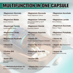25-in-1 Magnesium Complex with Methylated B Complex, 1000mg Magnesium Complex for Women & Men with Magnesium Glycinate 400mg, 120 Vegan Capsules per Bottle, 2 Bottles