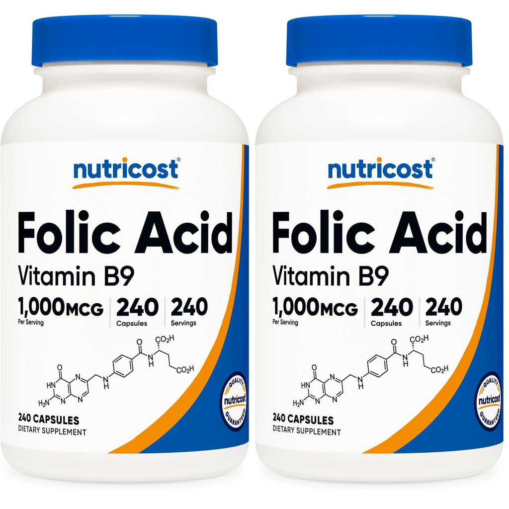 Nutricost Folic Acid (Vitamin B9) 1000 mcg, 240 Capsules
