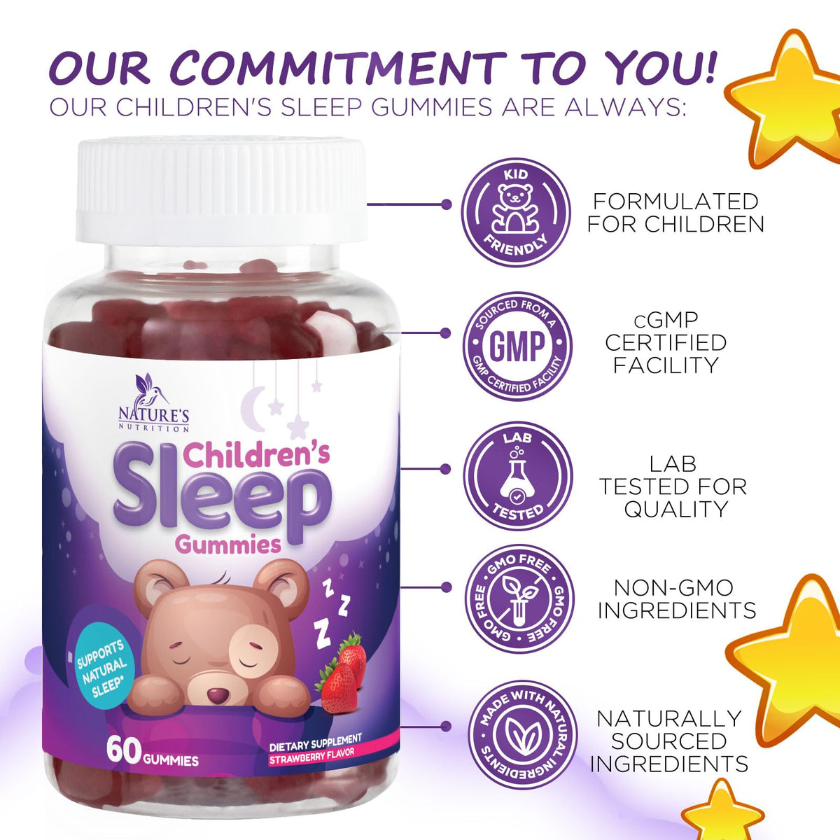 Kids Melatonin Gummies - 2mg Melatonin Per Serving - Children's Melatonin Gummy for Restful Sleep - Children's Chewable Sleep Supplement, Non-Habit Forming - Vegan, Natural Berry Flavor - 60 Gummies