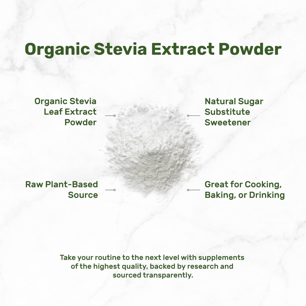 Organic Stevia Extract Powder, 12oz – Natural Sweetener & Sugar Substitute – Pure Stevia Leaf – Great for Cooking, Baking, or Drinks – No Erythritol or Additives – Non-GMO, Sugar Free, Zero Calorie