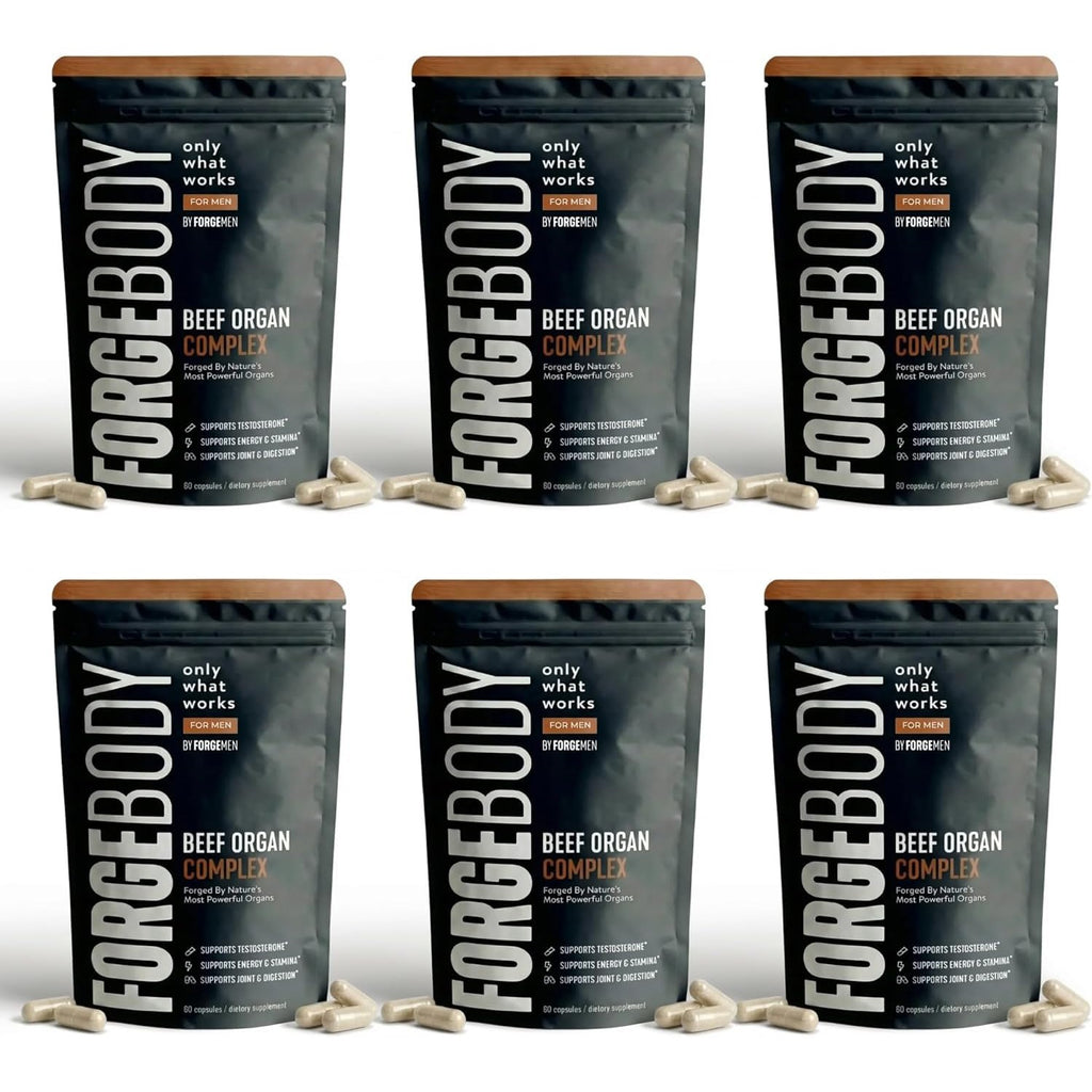 Forgebody Beef Liver & Organ Complex Supplement, Grass-Fed Liver, Heart, Bone Marrow, Pancreas, Testicles Ancestral Nutrition for Athletes and Active Men, Supports Energy + Recovery + Brain, 1 Month