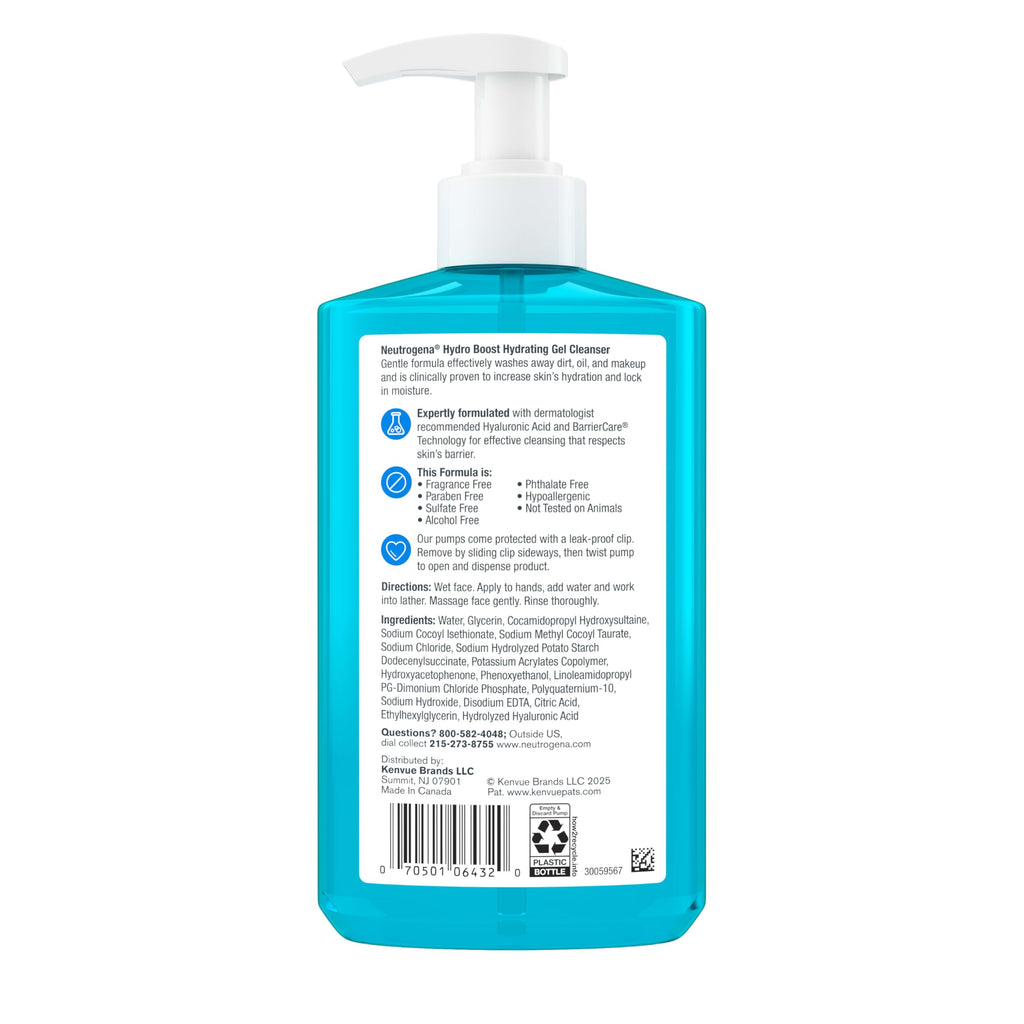 Buy now Neutrogena Hydro Boost Face Wash, Fragrance Free, Hydrating Facial Cleanser with Hyaluronic Acid, Daily Foaming Face Wash & Makeup Remover, Hypoallergenic Gel Cleanser, 16 fl. oz at indiglob india