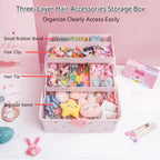 Pulseplay Hair Accessories Organizer with Handle for Girls Pink