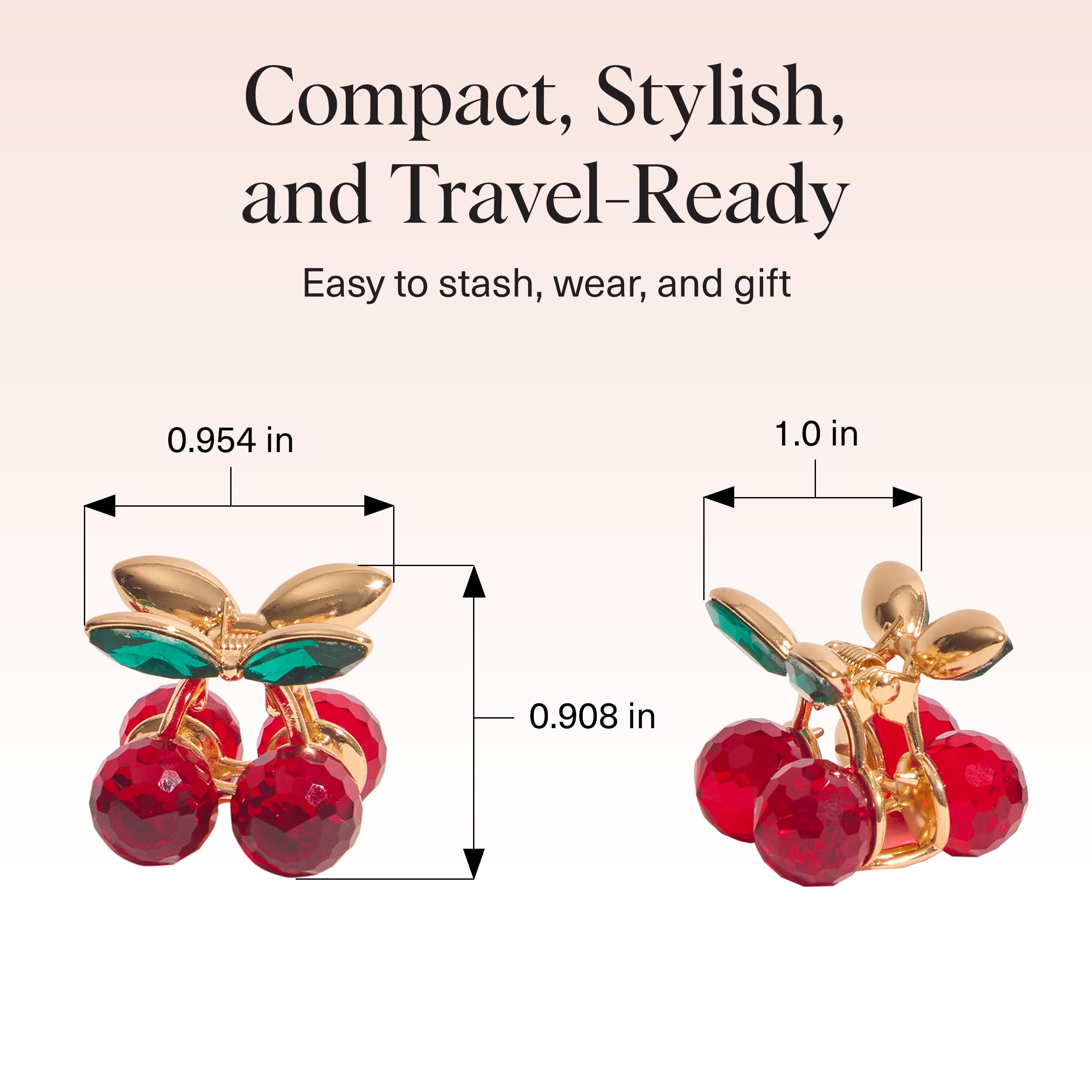 Buy now Kitsch Cherry Small Hair Clips for Women â€“ Rhinestones Small Claw Clips | Electroplated Metal Springs and Anti-Rust Finish | Strong Hold for Updo and Cute Half Up Styles | Ideal Gifts for Women - 2pcs at indiglob india