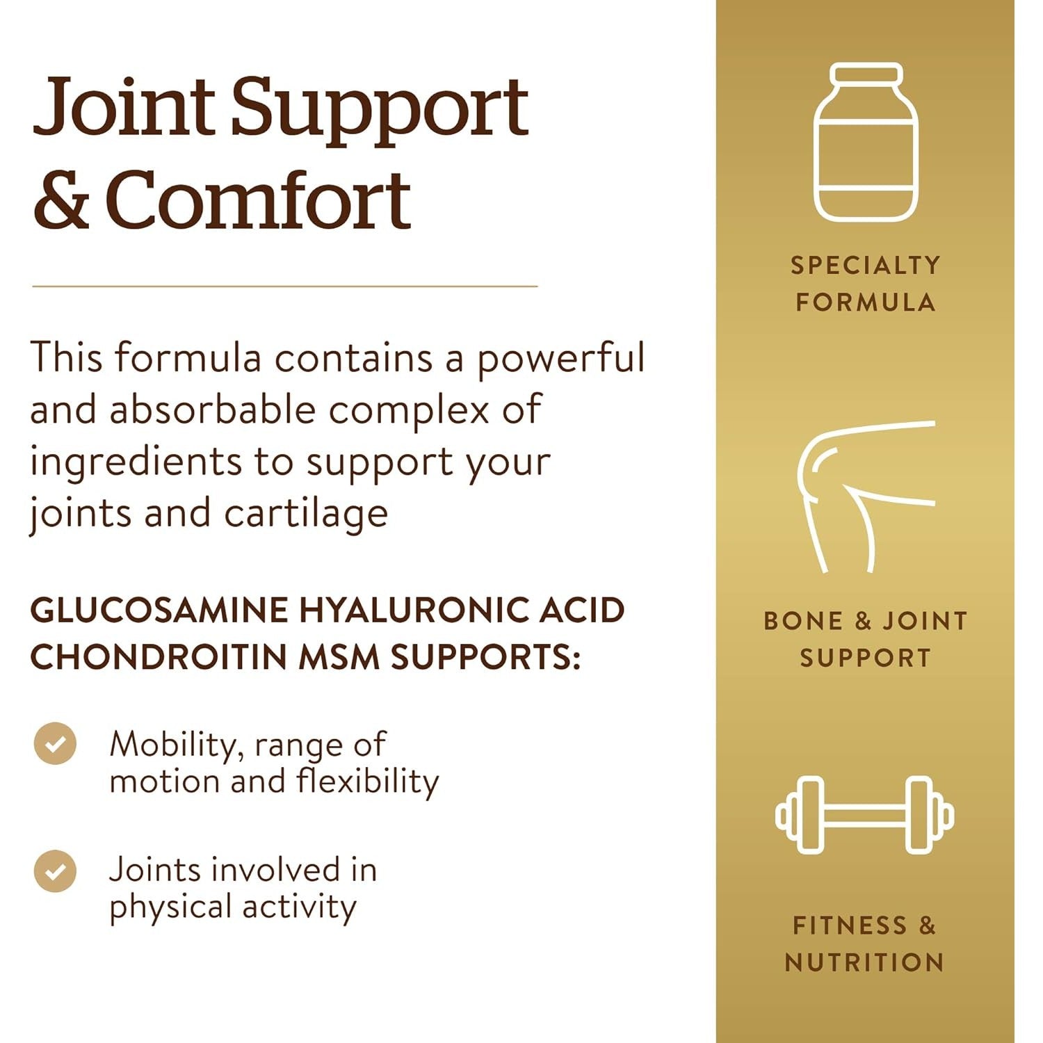 Buy now Solgar Glucosamine Hyaluronic Acid Chondroitin MSM (Shellfish-Free), 60 Tablets - Joint Support & Comfort - Supports Active Lifestyles - Non-GMO, Gluten Free, Dairy Free - 20 Servings at indiglob india