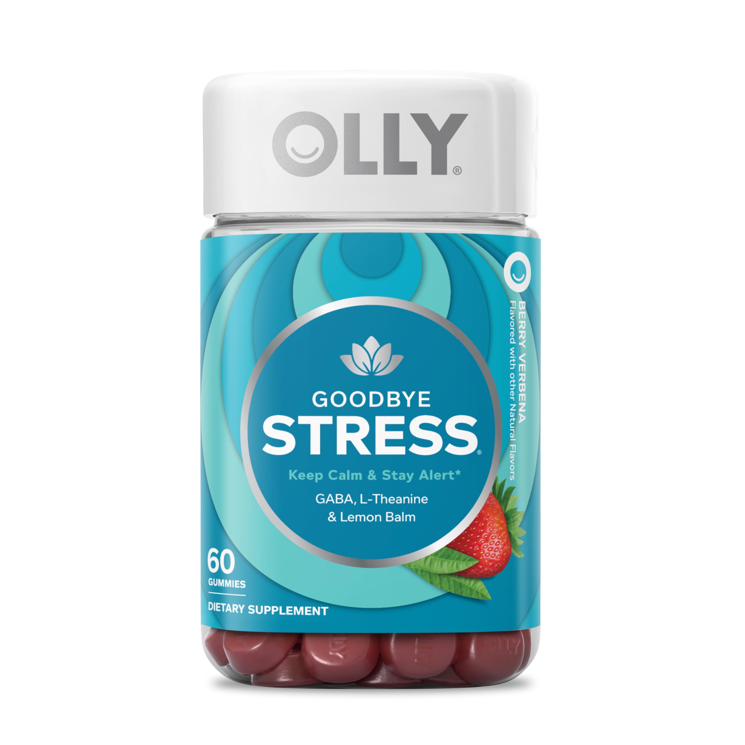 OLLY Goodbye Stress, Stress Support* Supplement, 50mg L-Theanine - 74 Count