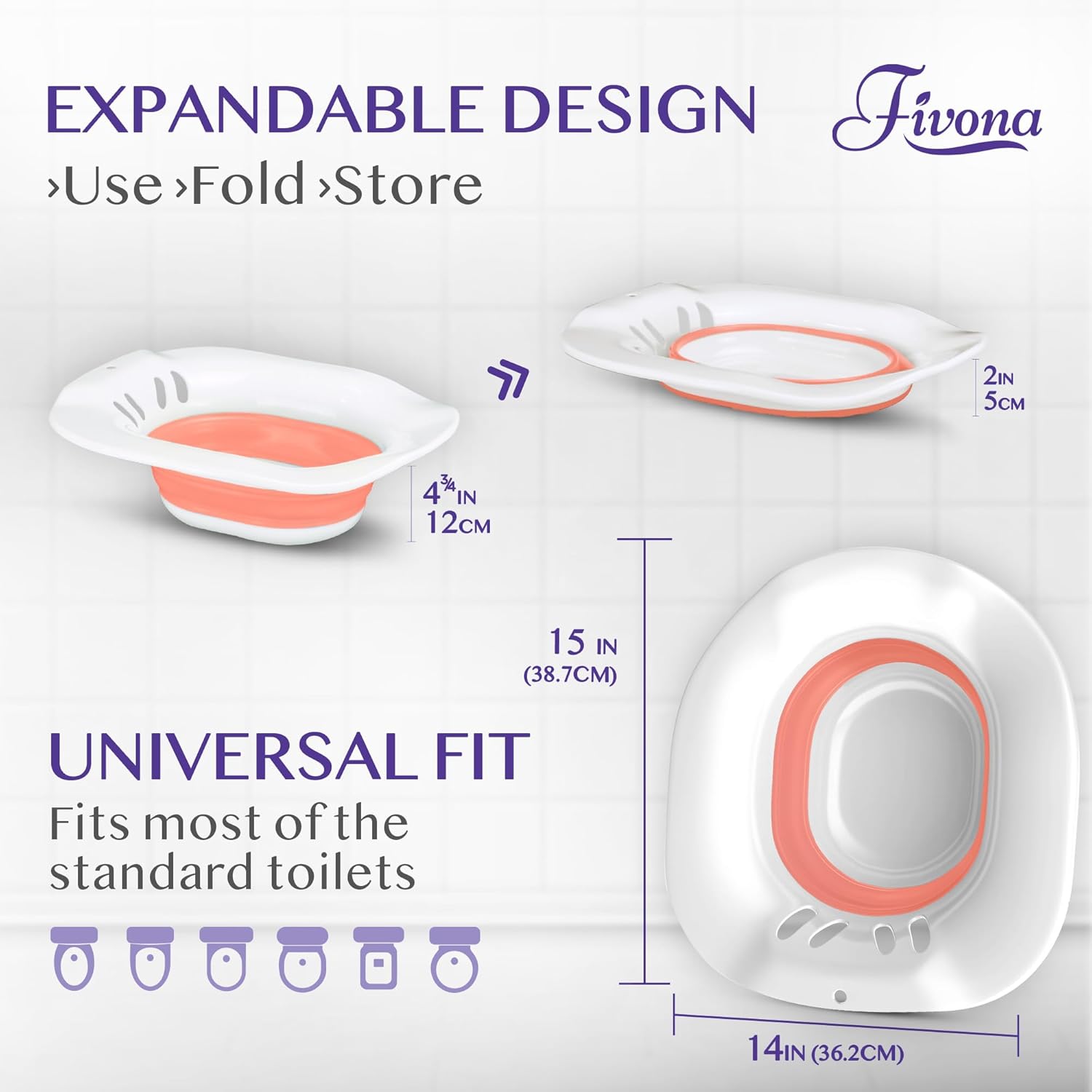 Buy now Fivona Sitz Bath for Toilet Seat Postpartum and Hemorrhoids Care - Yoni Steam Seat - Foldable Basin for Epsom Salt Soak - Portable Bidet BPA Free Temperature Resistant - Universal Fit - Pink at indiglob india