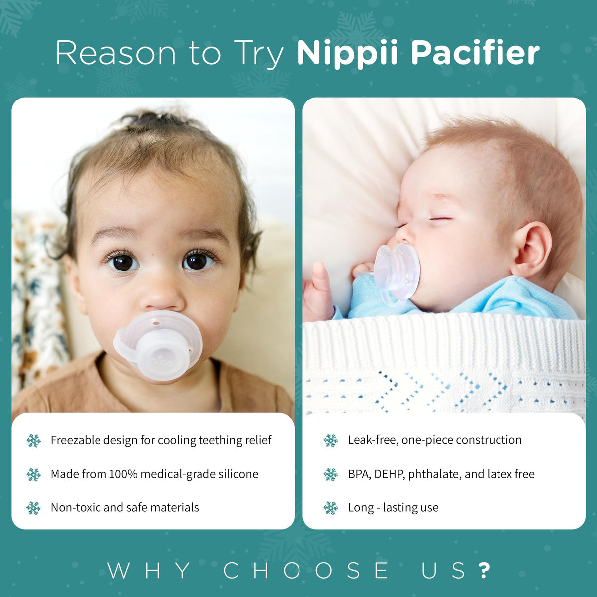 Nippii Freezable Teething Pacifier, Baby Teether Toys 0-9 Months, BPA Free