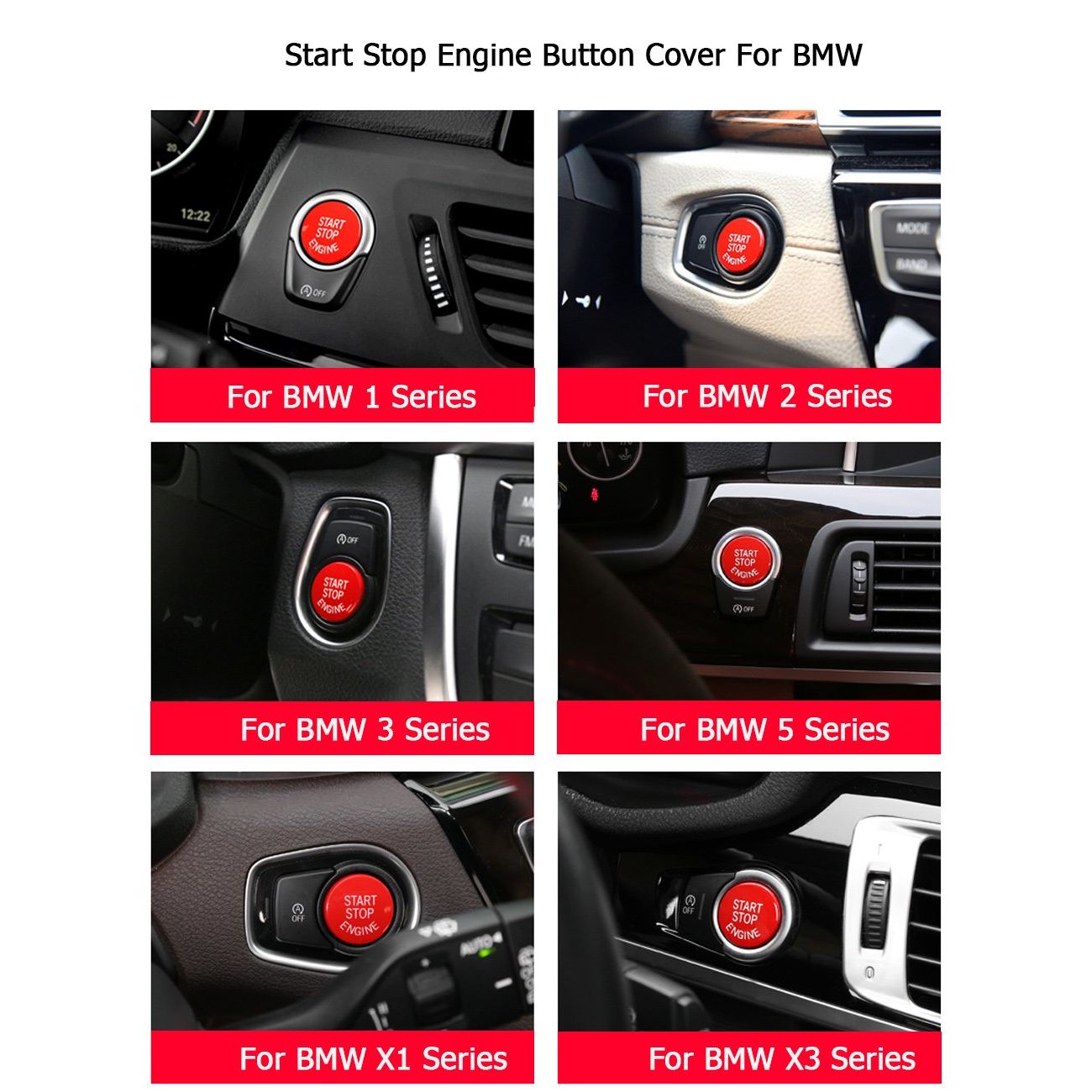 Buy now Jaronx Sports Red Start Stop Engine Switch Button Compatible with BMW,Power Ignition Start Stop Button Replacement(Compatible with BMW 1 2 3 4 5 6 7 X1 X3 X4 X5 X6/F30 F10 F01 F15 G01 G30 G31 G11 G12) at indiglob india
