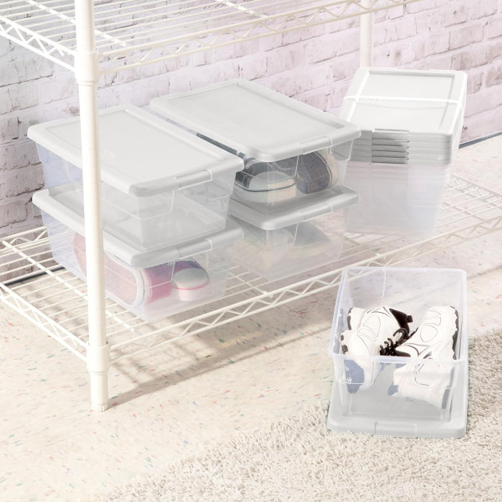 Buy now Sterilite 24-Pack 6 Quart Storage Box, Stackable Clear Plastic Bins with Snap-On Lids - Heavy-Duty Organizing Containers for Closet, Bathroom, and Office at indiglob india