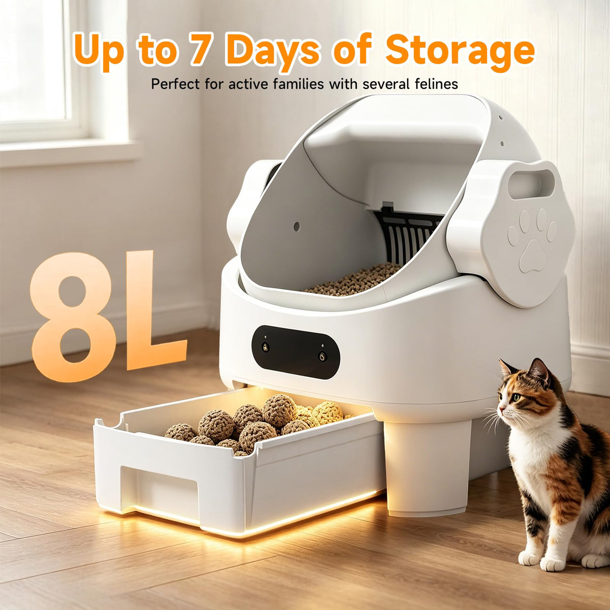 Automatic Cat Litter Box, Self Cleaning, Open-Top, Safety Sensors, Toilet